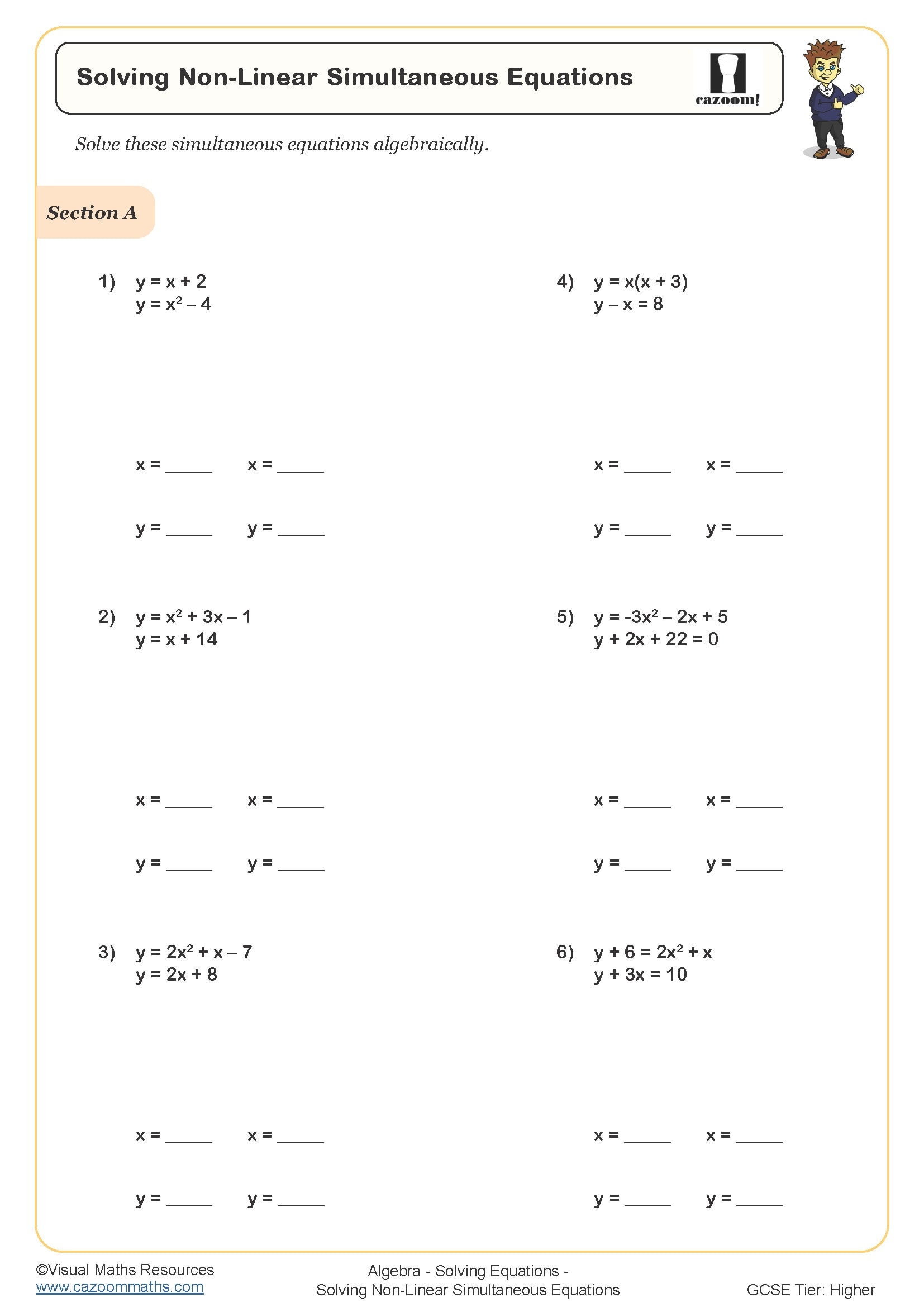 Solving Equations Worksheets Solving Linear Equations Worksheets Printable Solving Quadratic Equations Worksheets Cazoom Maths Solving Equations Worksheets Solving Linear Equations Worksheets Printable Solving Quadratic Equations Worksheets Cazoom Maths
