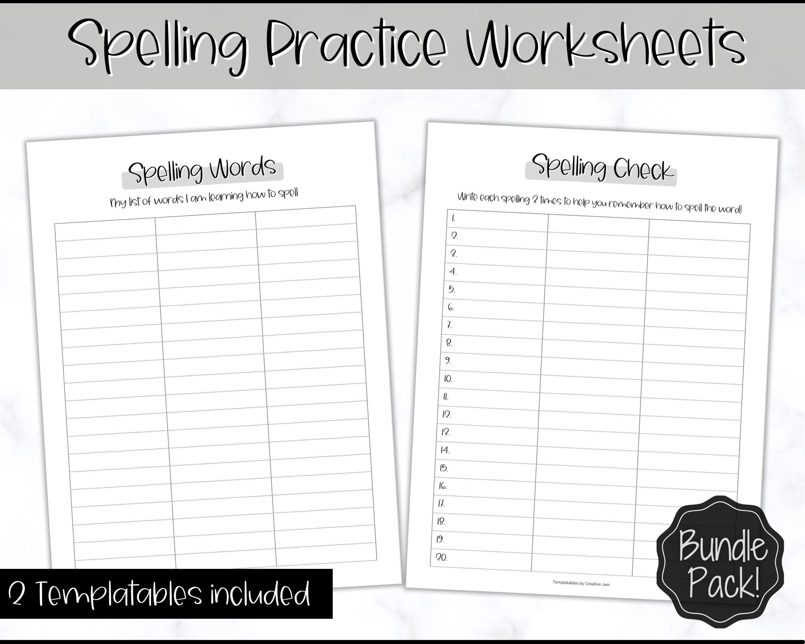 spelling practice worksheets