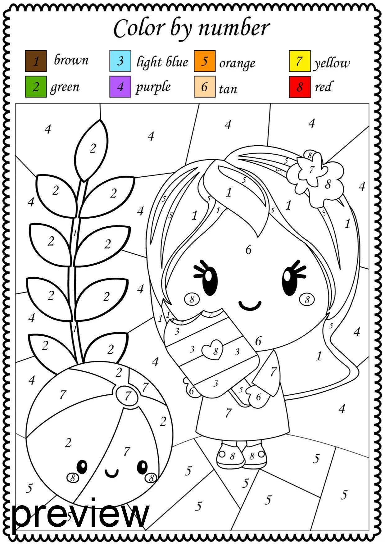 Summer Color By Number Math Worksheets For Kids PDF Pattern Etsy
