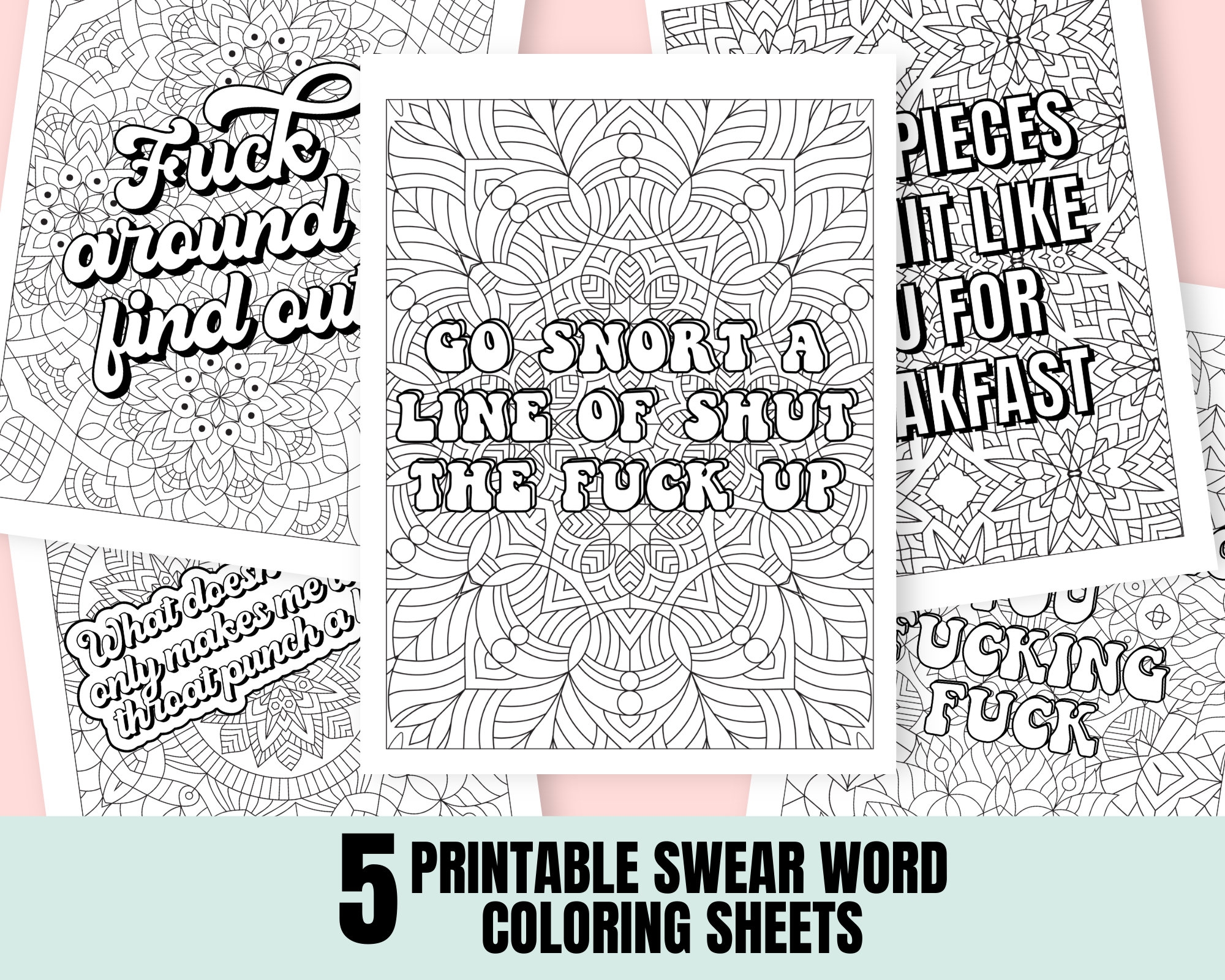 Swear Words Coloring Pages Adult Coloring Pages Printable Coloring Pages For Adults Printable Coloring Sheets Downloadable Coloring Book Etsy