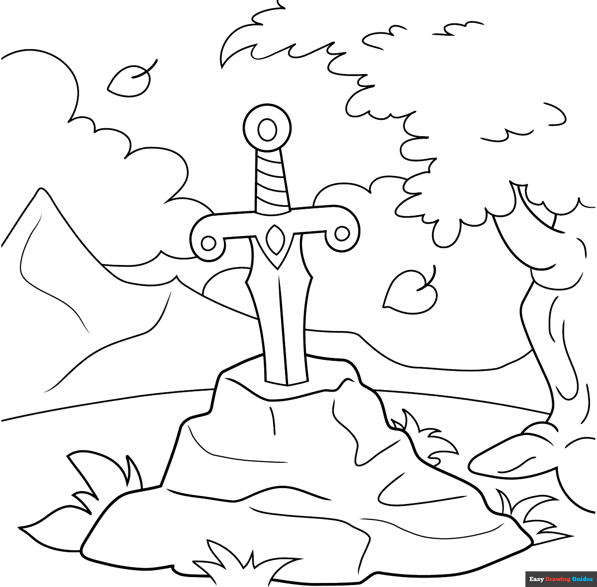 Sword In Stone Coloring Page Easy Drawing Guides Sword In Stone Coloring Page Easy Drawing Guides