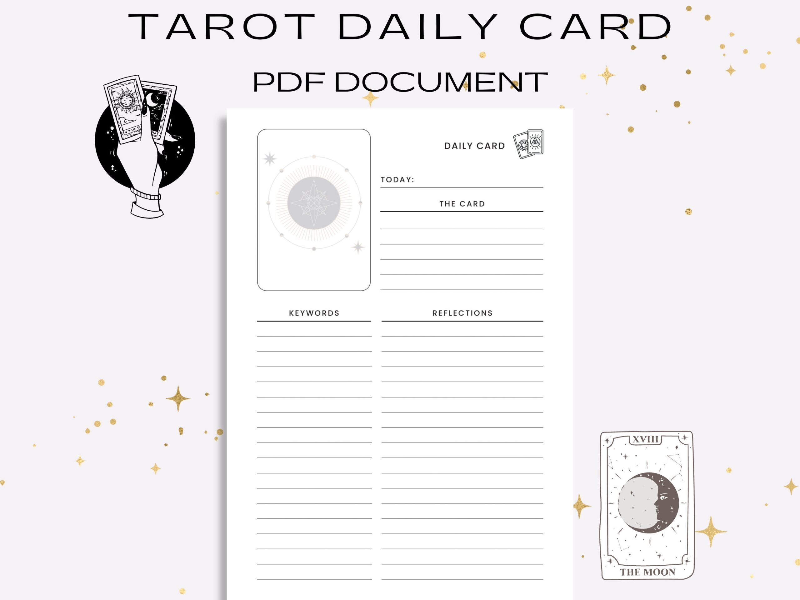 Tarot Journal Printable PDF Daily Tarot Card Spread Pages Digital Download Workbook For Beginners And Witchy Spiritual Practices Etsy