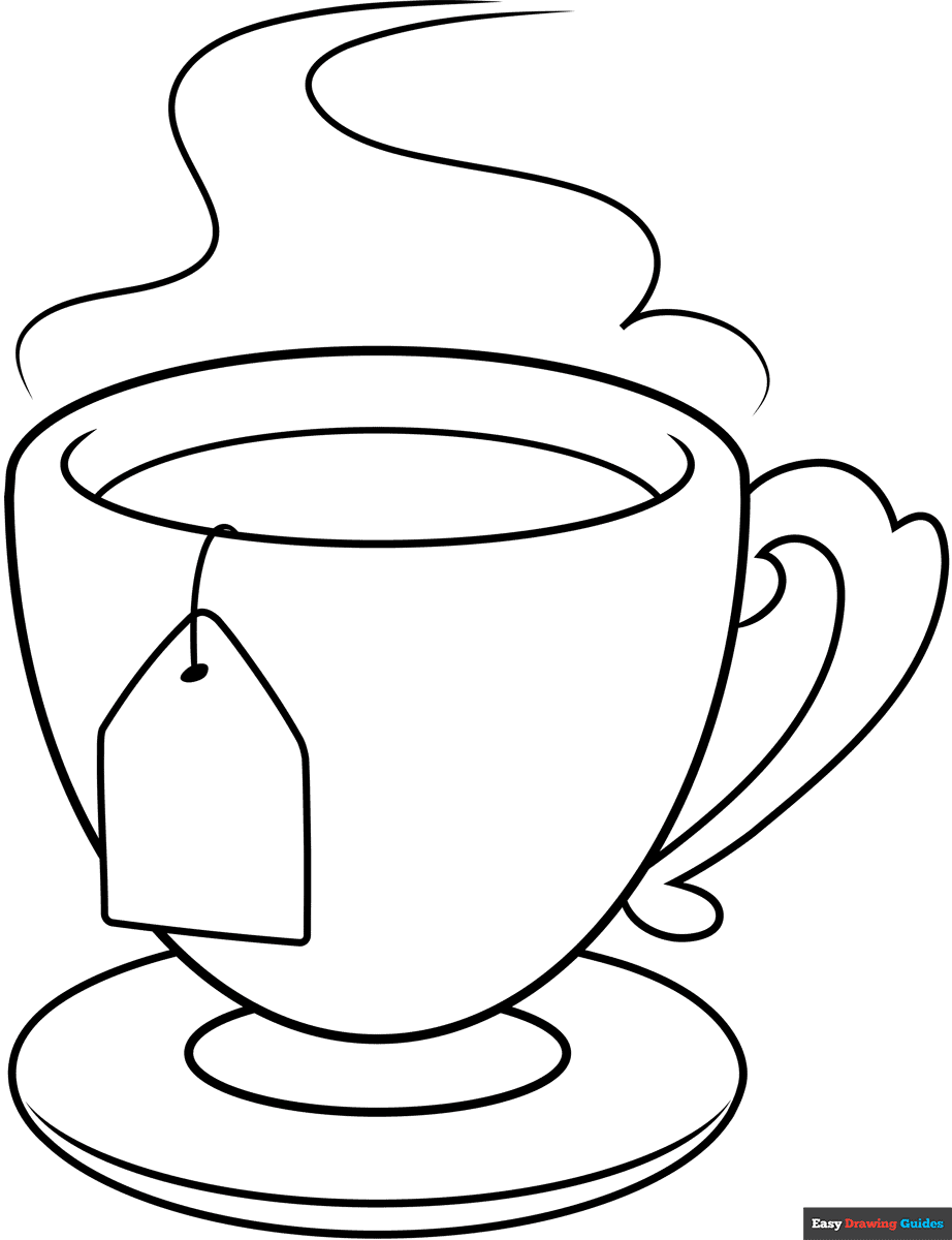Tea Cup Coloring Page Easy Drawing Guides