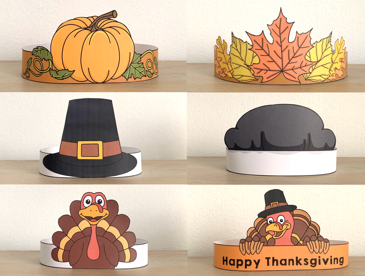Thanksgiving Hats Crowns Printable Paper Coloring Fall Autumn Craft Made By Teachers