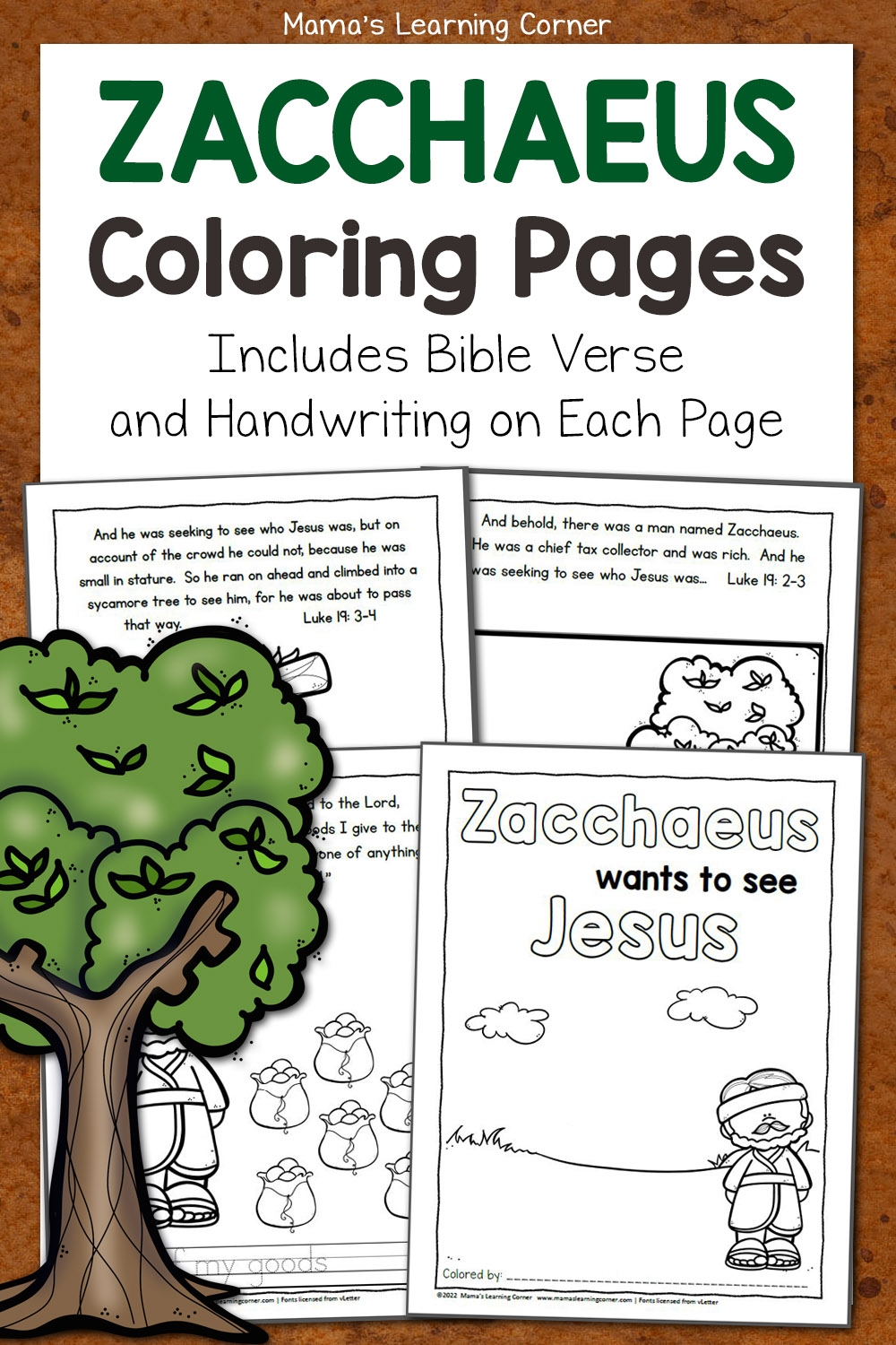 The Bible Story Of Zacchaeus Coloring Page Packet Mamas Learning Corner