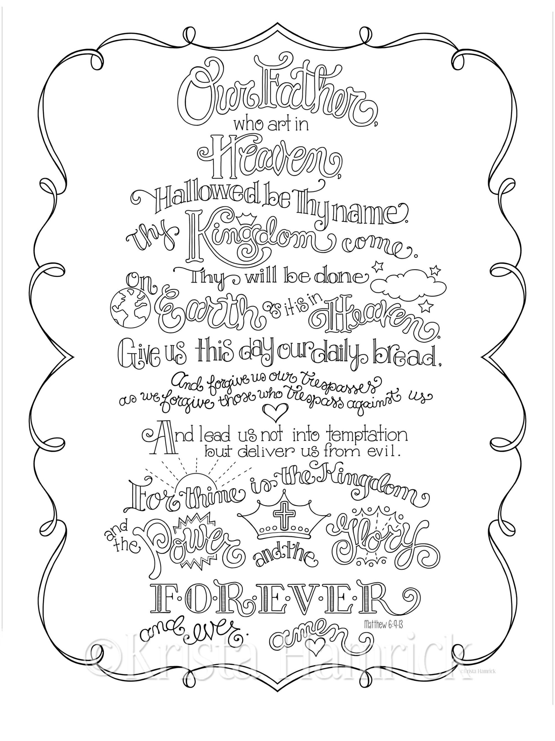 the lord's prayer printable coloring page