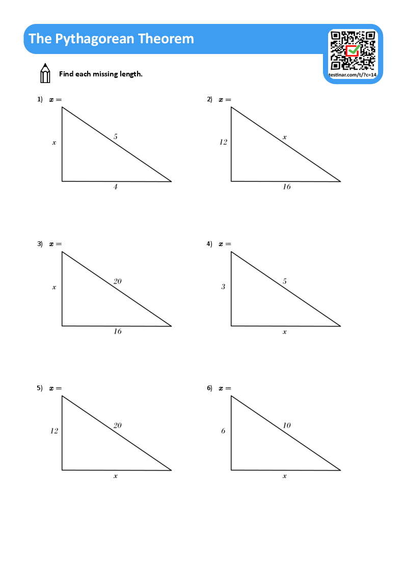 pythagorean formula worksheet