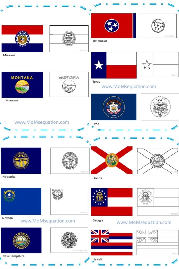 The United States Flags Coloring Pages Free Booklet With All The States Flags 