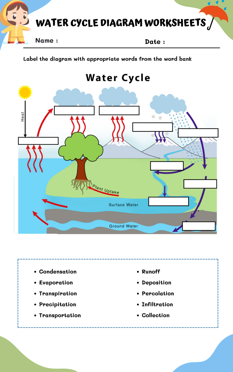 water cycle worksheet