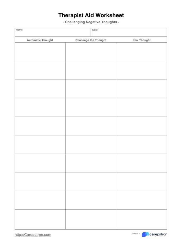 Therapist Aid Worksheet