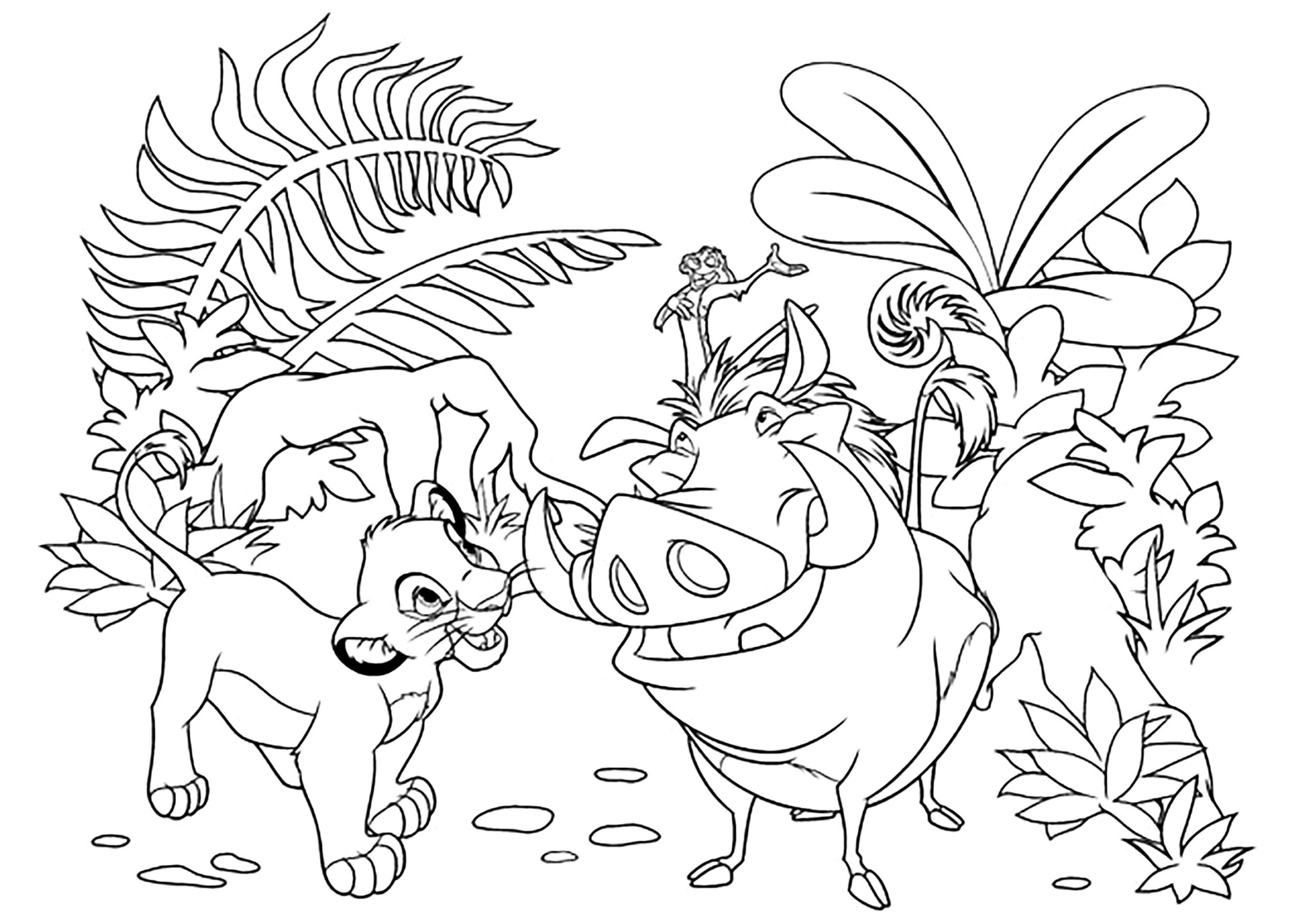 Timon Pumbaa And Simba The Lion King Coloring Pages