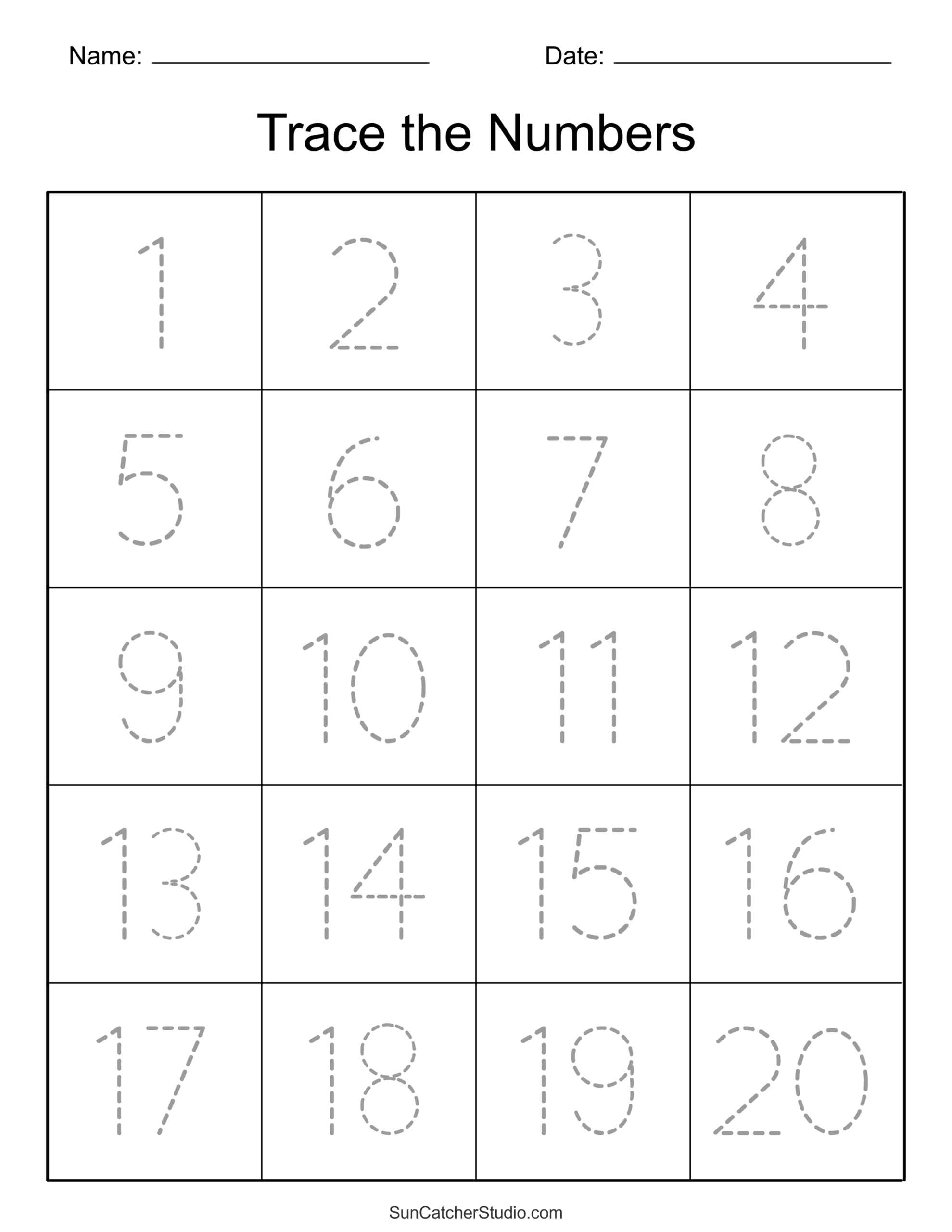 Tracing Numbers Free Printable Practice PDF Worksheets Free Printables Monograms Design Tools Patterns DIY Projects