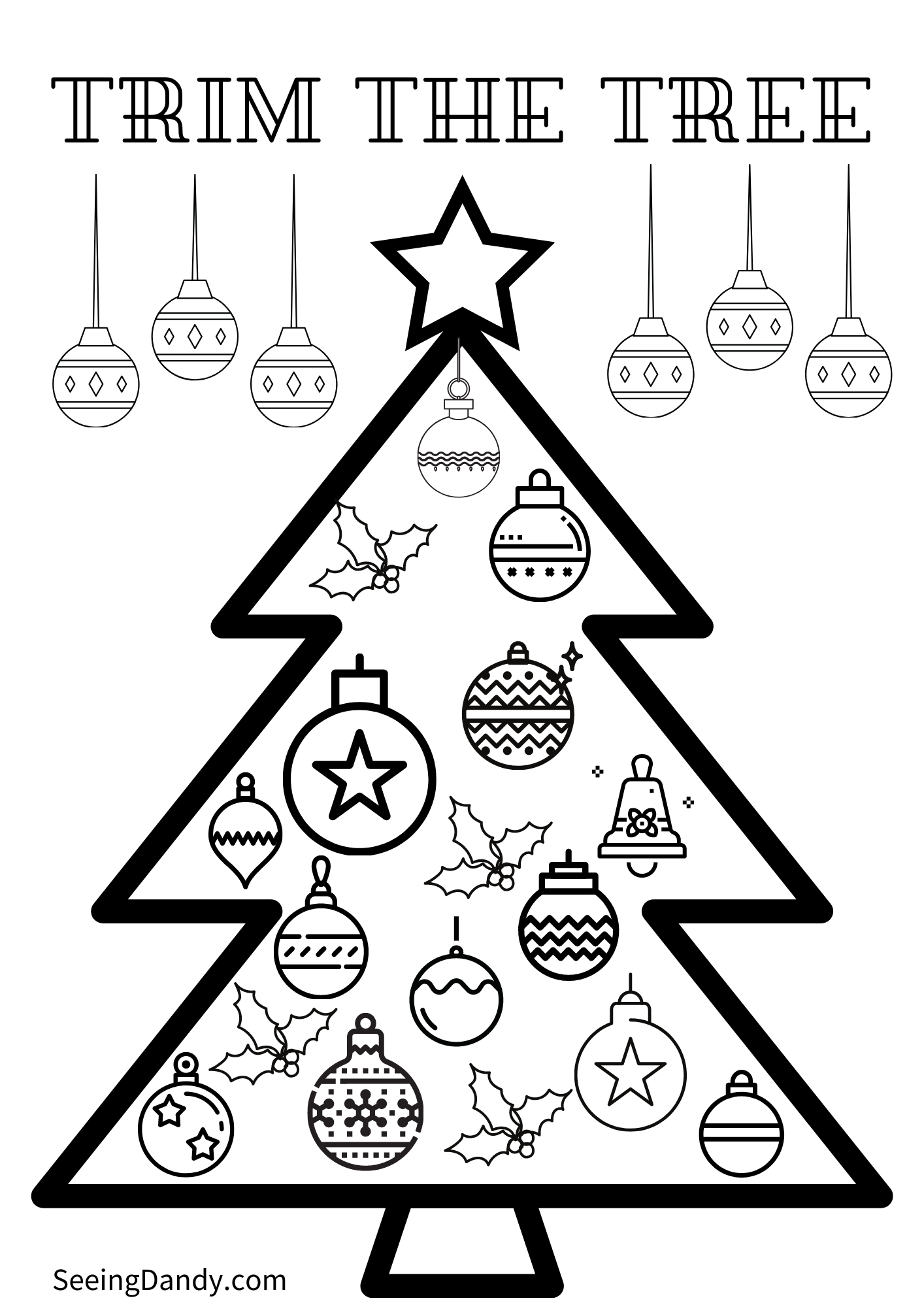 Trim The Tree Kids Christmas Coloring Page Seeing Dandy Blog