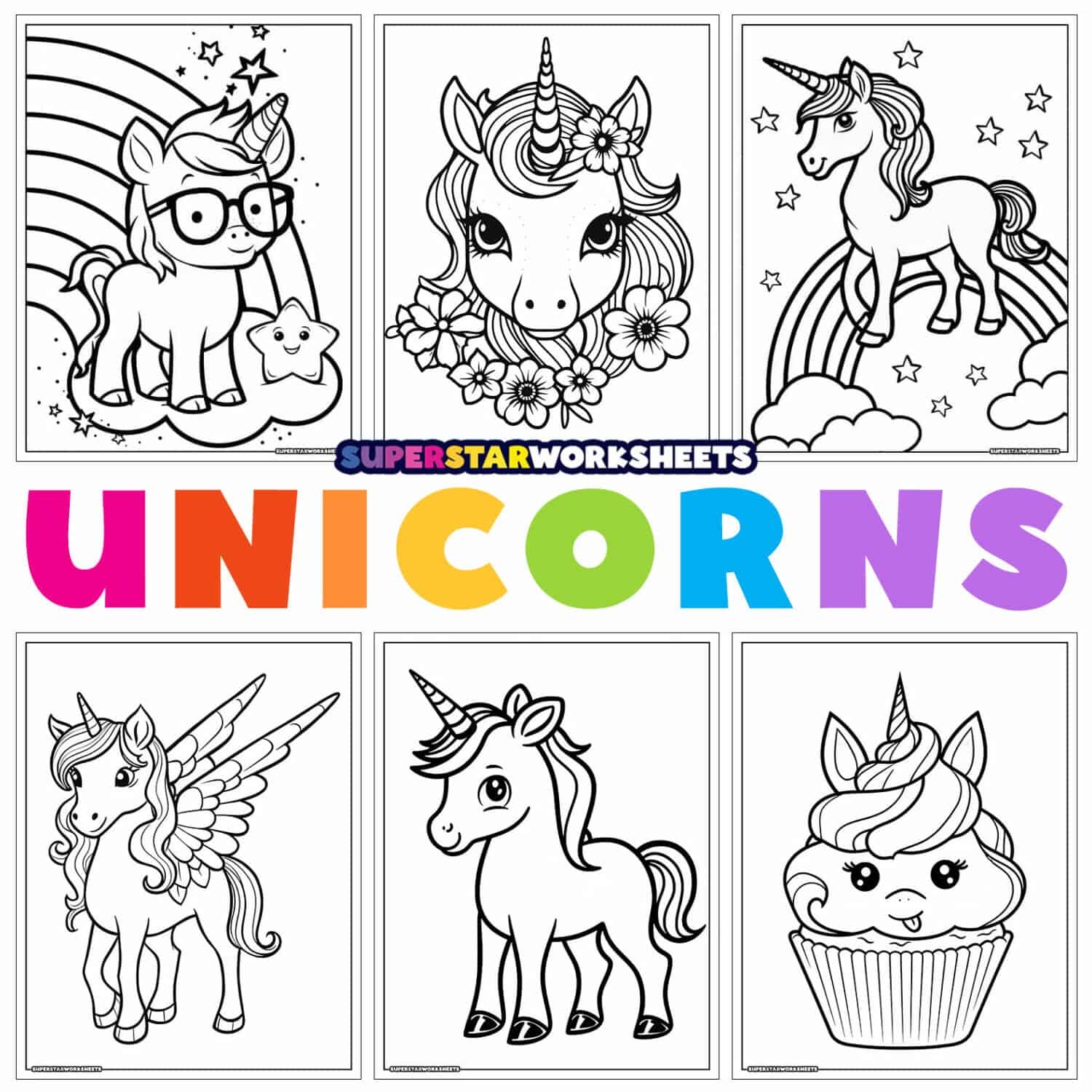 Unicorn Coloring Pages Free Printables Superstar Worksheets