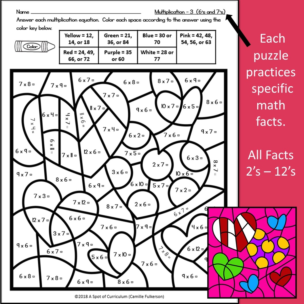 multiplication coloring worksheets