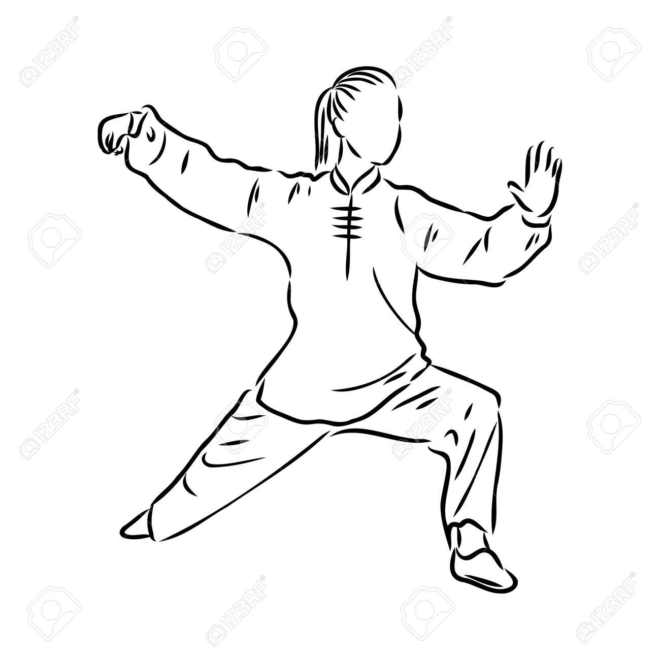 Vector Illustration Of A Guy Performing Tai Chi And Qigong Exercises Royalty Free SVG Cliparts Vectors And Stock Illustration Image 182535078 