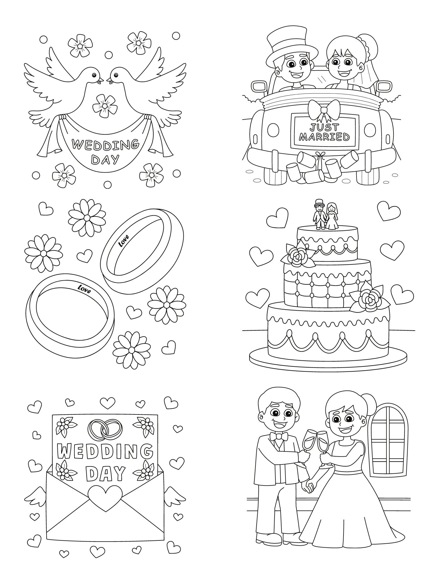 Wedding Coloring Pages Etsy