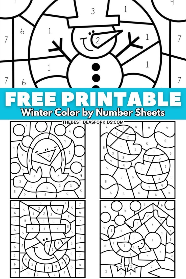 winter coloring by number pages free printable winter coloring by number pages free printable