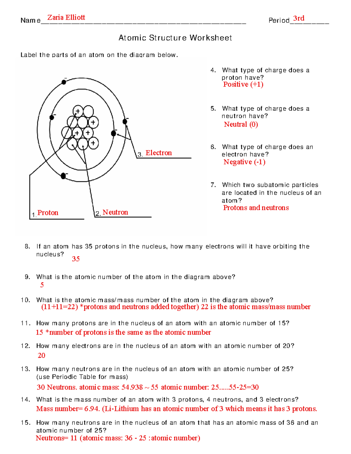 WK Number 2 Atomic Structure Chemistry 1 Worksheet Assignment With Answers Studocu WK Number 2 Atomic Structure Chemistry 1 Worksheet Assignment With Answers Studocu