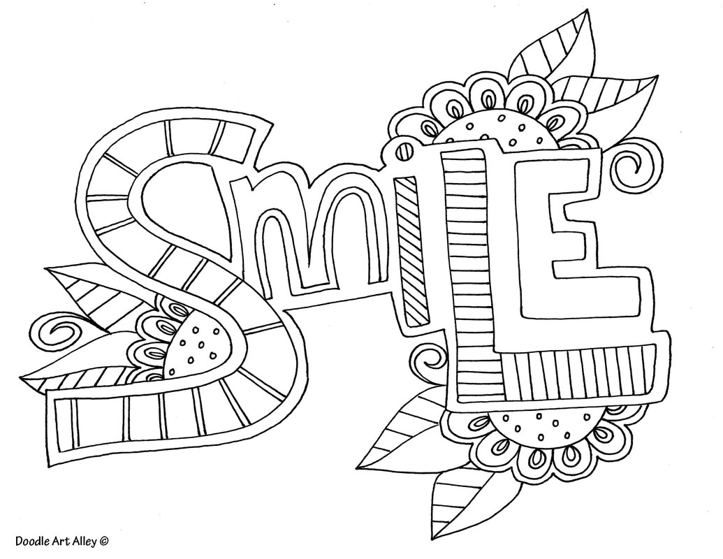 Word Coloring Pages DOODLE ART ALLEY