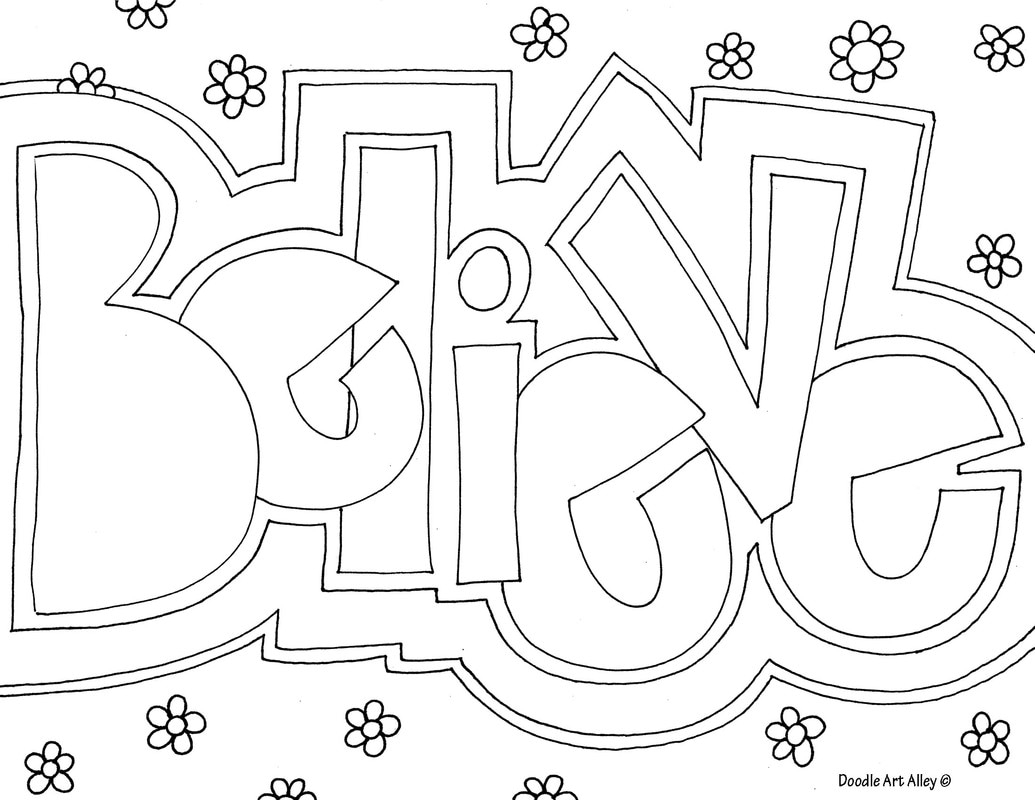 Word Coloring Pages DOODLE ART ALLEY