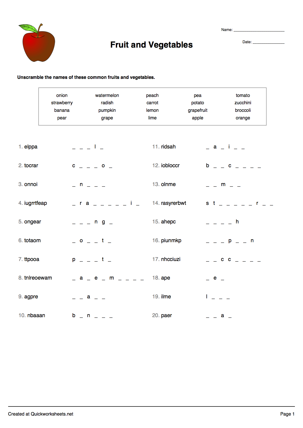 Word Scramble Wordsearch Crossword Matching Pairs And Other Worksheet Makers Quickworksheets