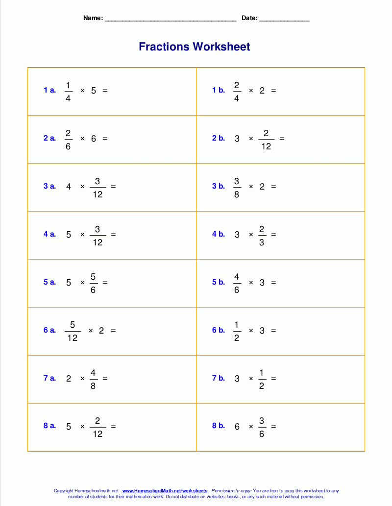 multiplying fractions worksheet