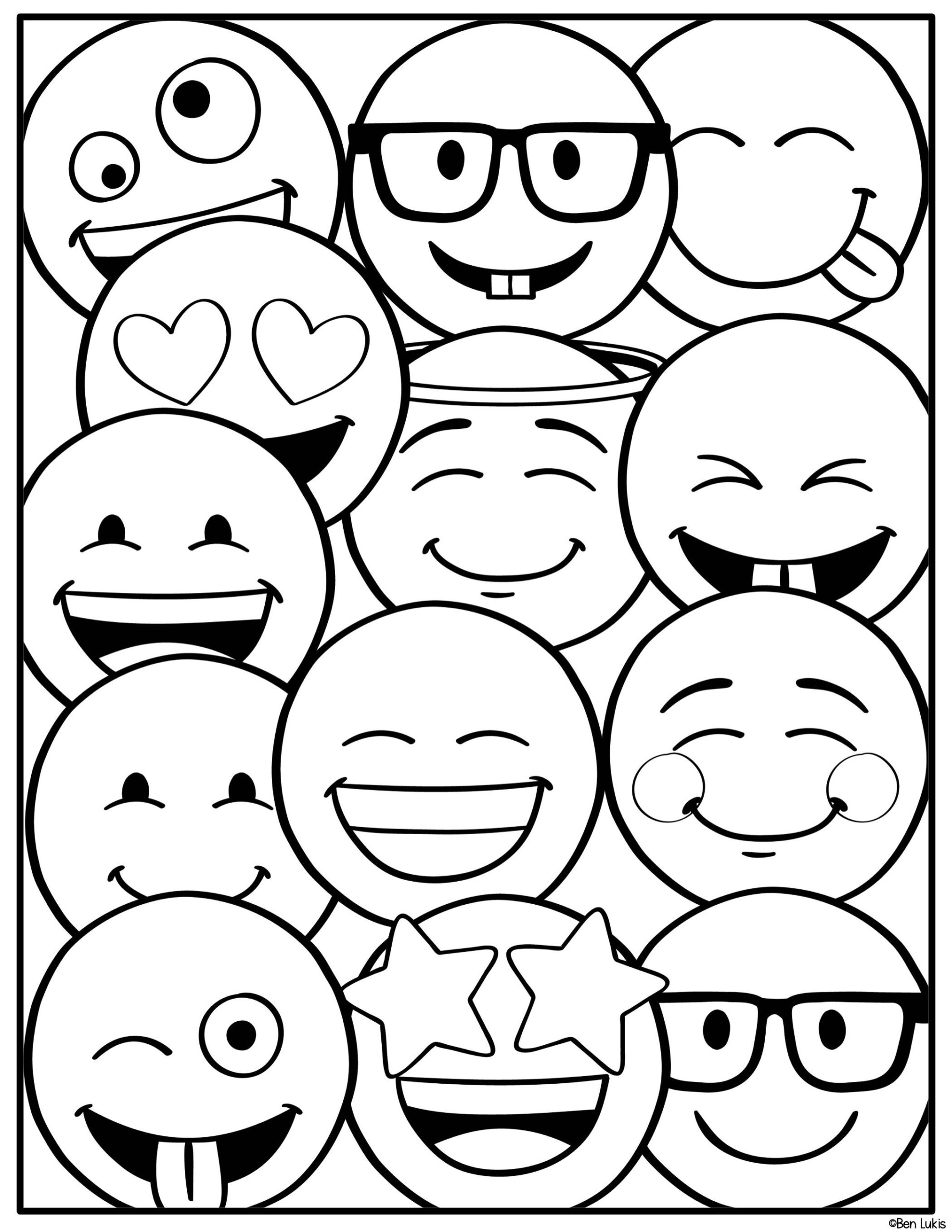 World Smile Day Coloring Pages Fun Coloring For Kids Printable PDF Sheets School Homeschool Fun Fun Happy Faces Emoji Coloring Pages Etsy