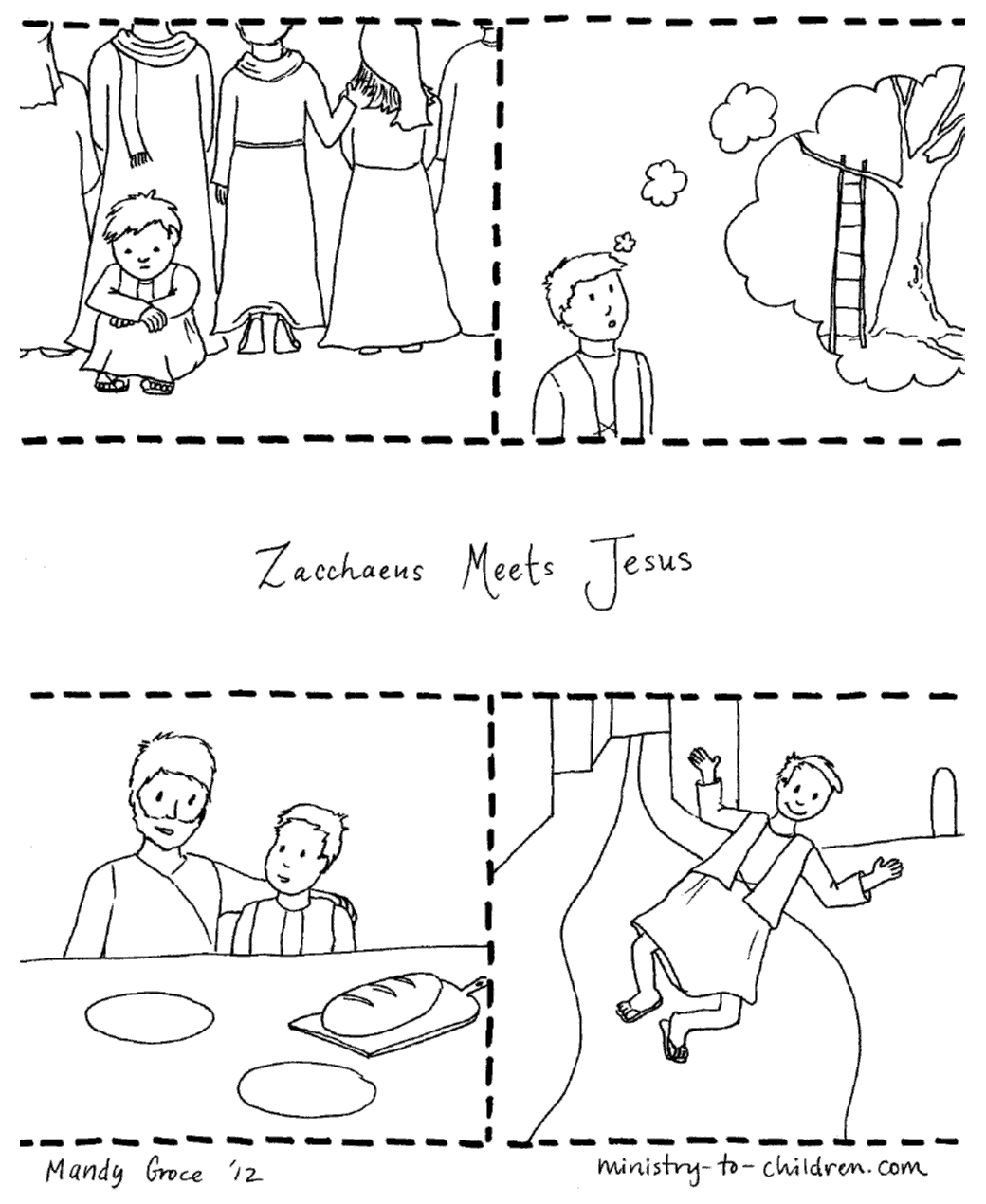 Zacchaeus Jesus Coloring Page Free Printable 