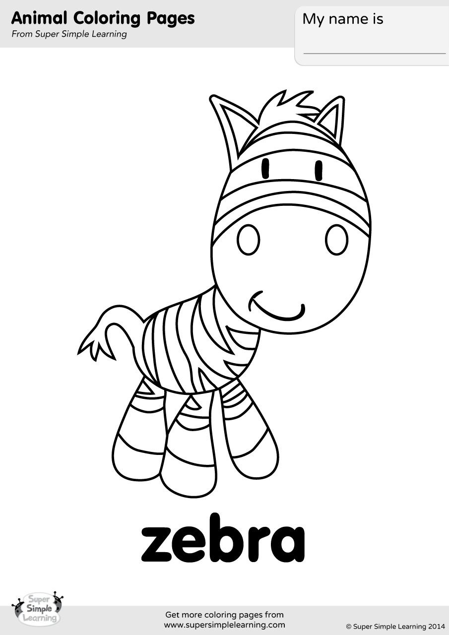 Zebra Coloring Page Super Simple